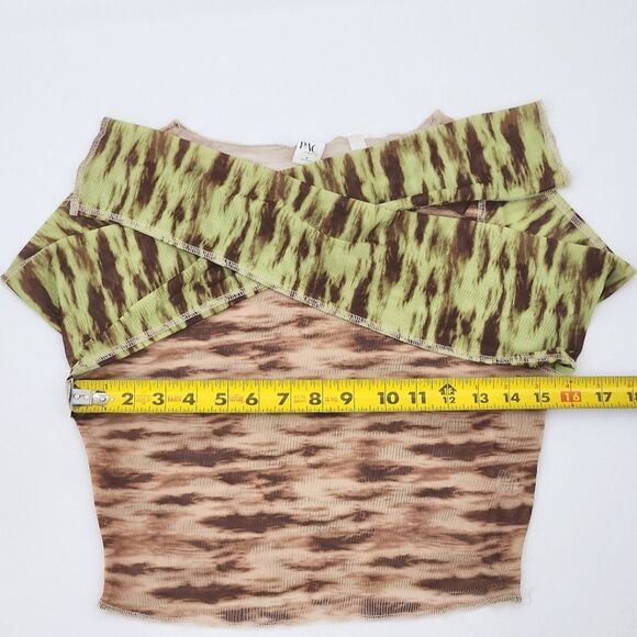 Pacsun Mesh Shirt Crop Top Womens Size Medium Sheer Tie Dye Fairy Grunge Rave - Picture 5 of 8